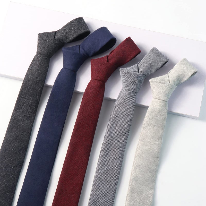 HOULIFE Ties for Men, Solid Mens Tie, Cotton Stripe Skinny Ties for Men, Slim Menâ€™s Neckties for Wedding Party - Image 3
